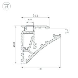 Профиль SHELF-600-2000 ANOD (Arlight, Алюминий) 060498