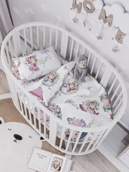 Комплект постельного белья Lemony kids в овальную кроватку Sandra Белый 3 предмета