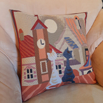 Наволочка гобеленовая декоративная для интерьерной подушки Кошачья жизнь - Весна 45х45