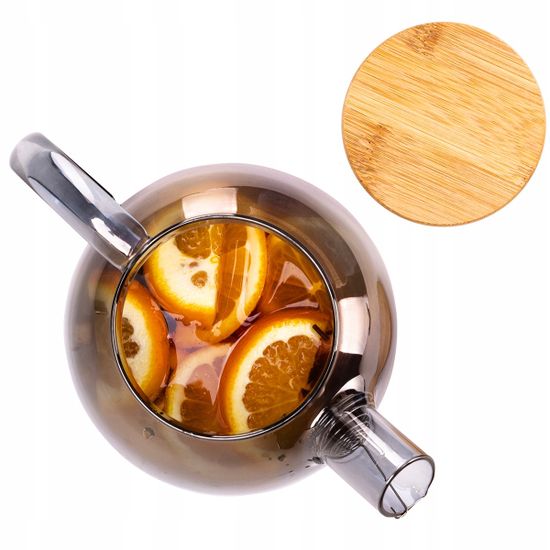 Стеклянный заварочный чайник 1000 мл. Kamille KM 9029 с бамбуковой крышкой