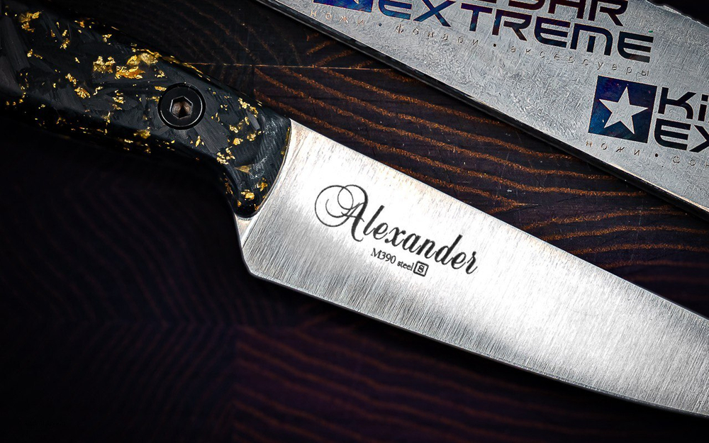 Кухонный нож Alexander S PRO M390 Gold Carbon