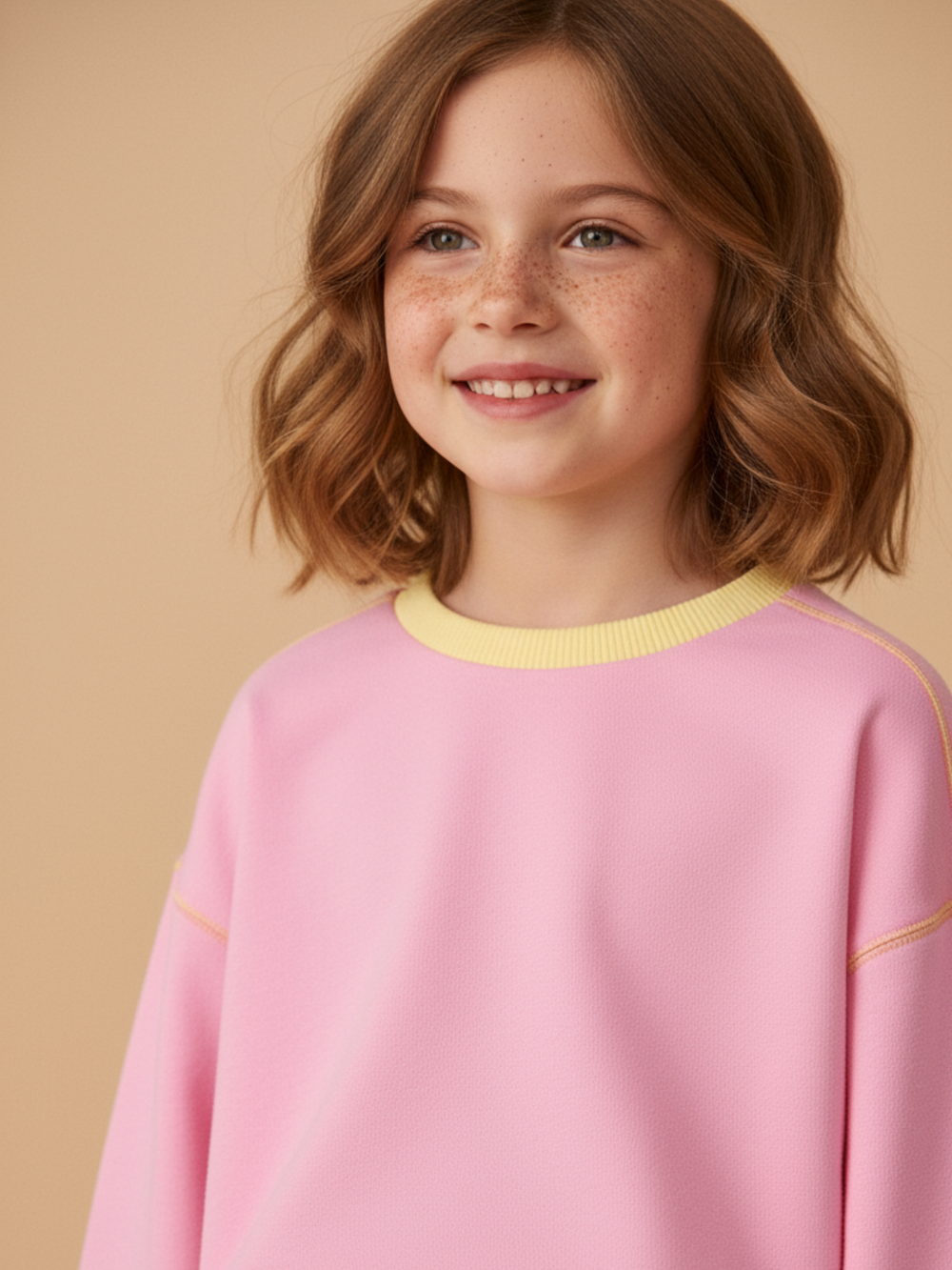 Свитшот Line с контрастными деталями и необработанным краем розовый