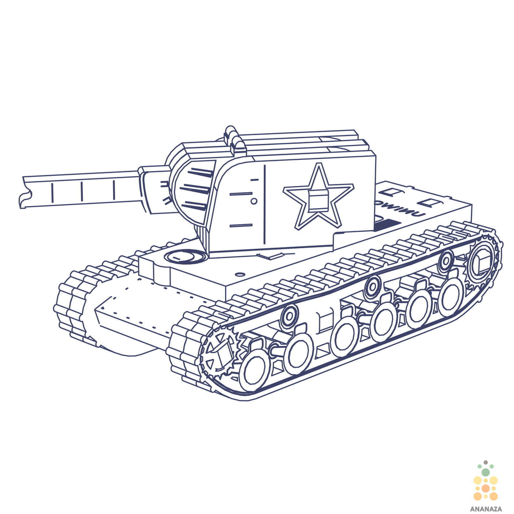 Танк Unit КВ-2 от UNIWOOD - Деревянный конструктор, сборная модель, 3D пазл