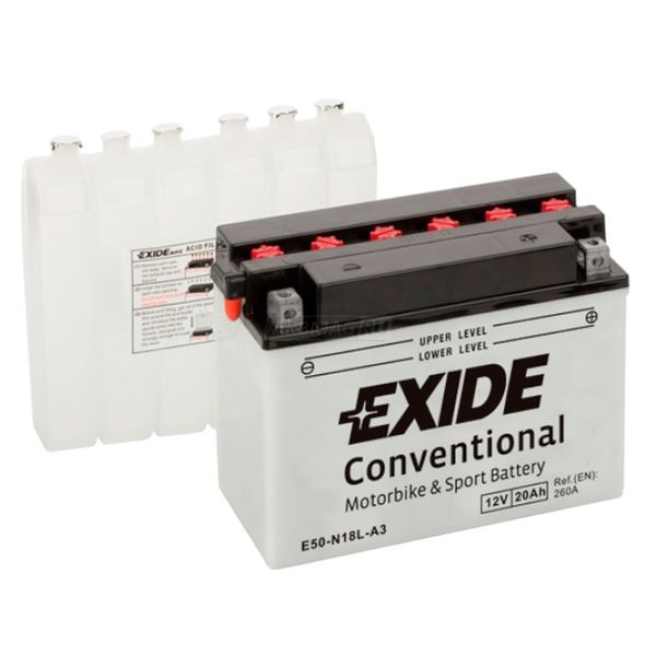 Аккумулятор для мототехники EXIDE E50-N18L-A3 260 А обр. пол. 20 Ач