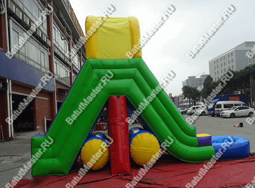 Надувная прямая водная горка с бассейном «Ультра», 9*3*5 м, герметичная