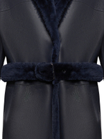 Синяя двусторонняя дубленка из овчины