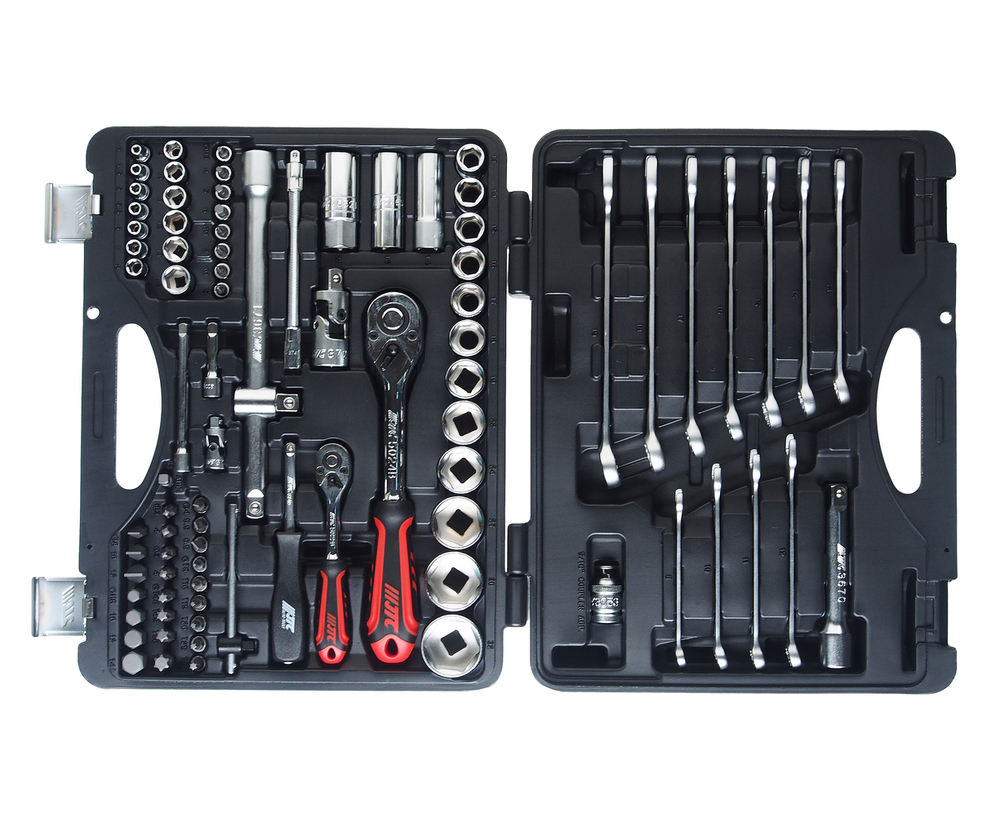 Набор инструментов 85 предметов слесарно-монтажный 1/4",1/2" 6-ти гранных в кейсе JTC