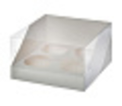 Коробка для 4 капкейков с пластиковой крышкой 170*170*100, белая