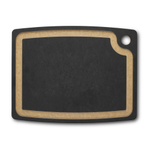 Брендовая элегантная швейцарская безопасная для ножей разделочная доска с желобком для жидкости чёрная (368x286 мм) Gourmet Series VICTORINOX 7.4128.3