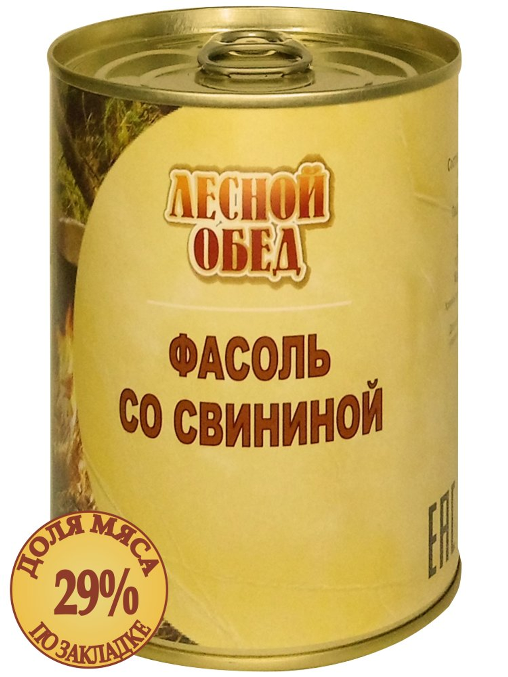 Фасоль со свининой "Лесной обед" 340 гр от "Зеленая поляна"
