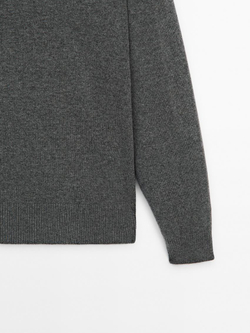 Massimo Dutti Джемпер из 100% кашемира с круглым вырезом, антрацитово-серый