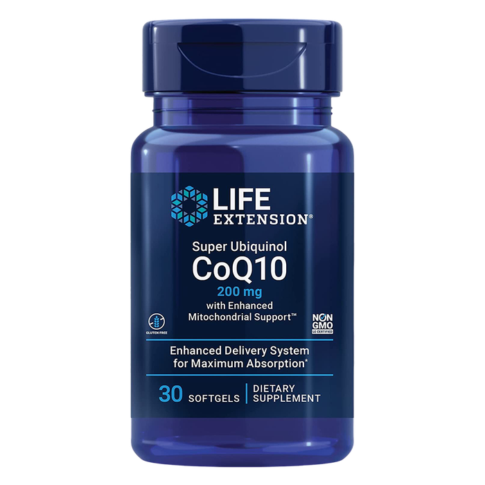 Супер убихинол (CoQ10) 200 мг, Super Ubiquinol CoQ10 With Enhanced Mitochondrial Support, Life Extension, 30 капсул