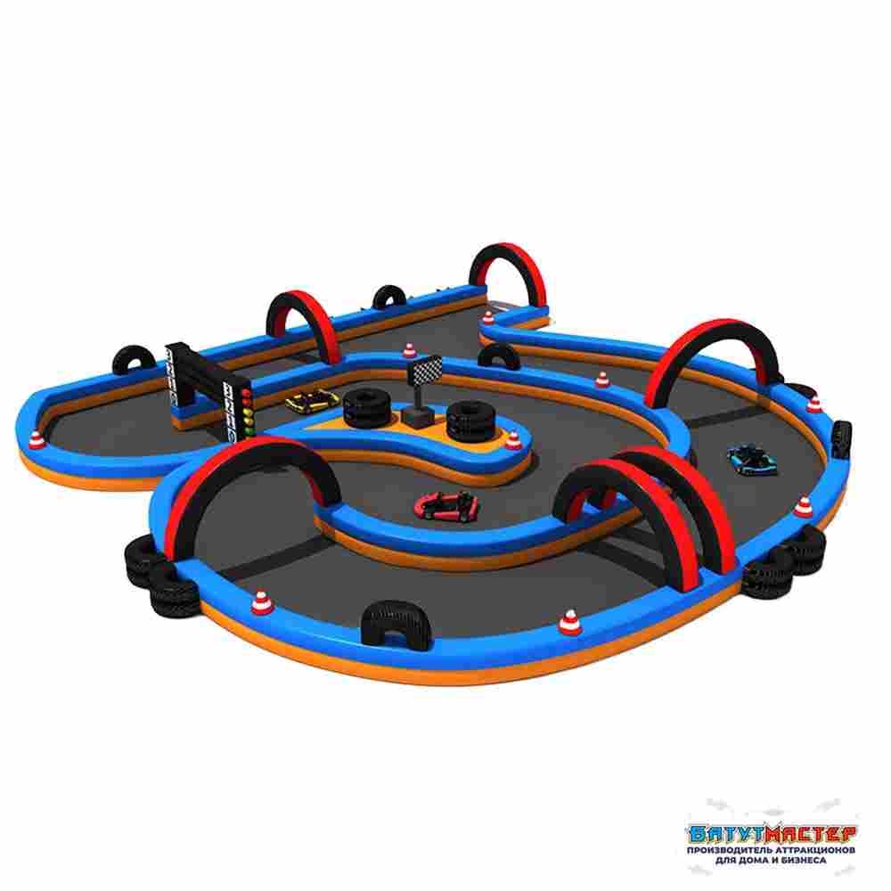 Надувная трасса «Мега-картинг» для электромобилей, 21×20×3 м