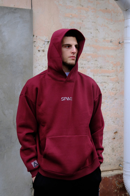 Худи SPACE OverSize Флис Бордовый
