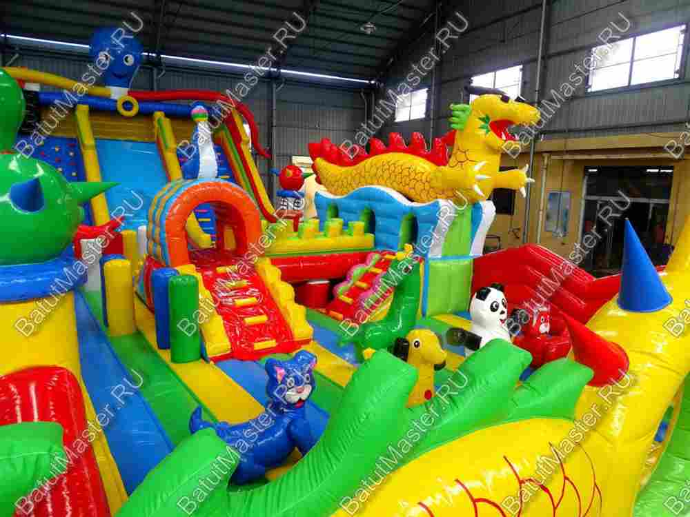 Коммерческий надувной батут "Осьминоги и драконы" 20*8*8 м