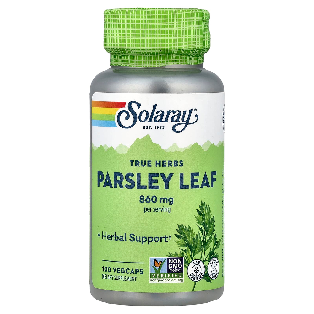 Solaray, True Herbs, листья петрушки, 100 растительных капсул (430 мг в 1 капсуле)