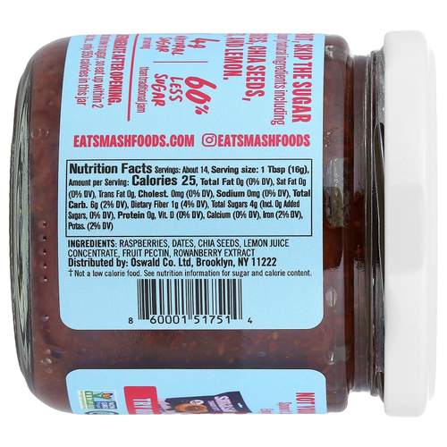 Smash Foods, фруктовая паста с суперфудами, малина, 227 г (8 унций)