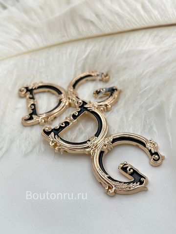 Декоративный пришивной элемент ДГ. золото с черной эмалью