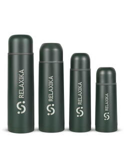 Термос Relaxika 101 (0,35 литра), хаки (стикерпак "Кемпинг")