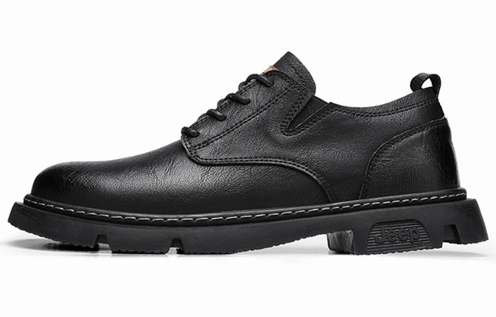 Jeep Casual Leather Shoes Men"s Low top Black