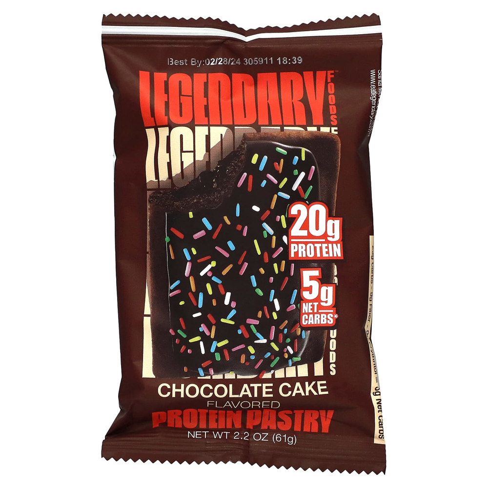 Legendary Foods, протеиновое пирожное, шоколадный торт, 10 шт. по 61 г (2,2 унции)
