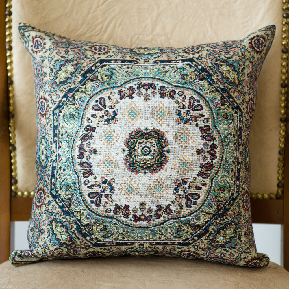 Декоративный гобеленовый чехол для интерьерной подушки Ковровый узор 38*38