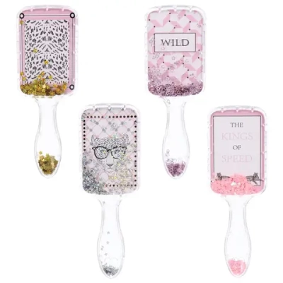 Расческа массажная прямоугольная «ЭЙФОРИЯ», микс 4 дизайна, 23*8,5см (PVC подвес)