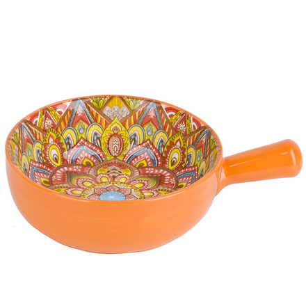 Кокотница с ручкой " " (оранжевый) 21.5х16х5,8см (подарочная упаковка)