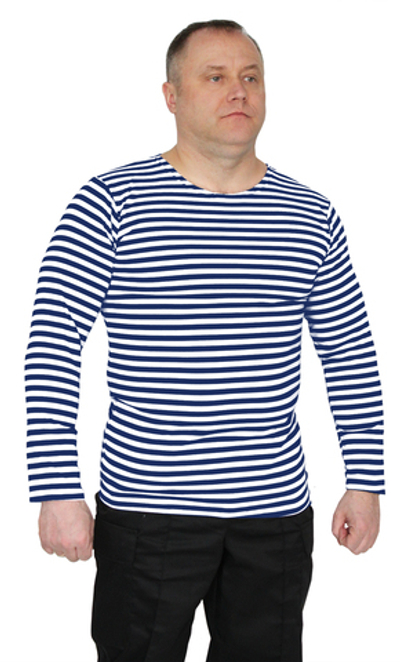 Тельняшка 2-х нитка синяя полоса с начесом