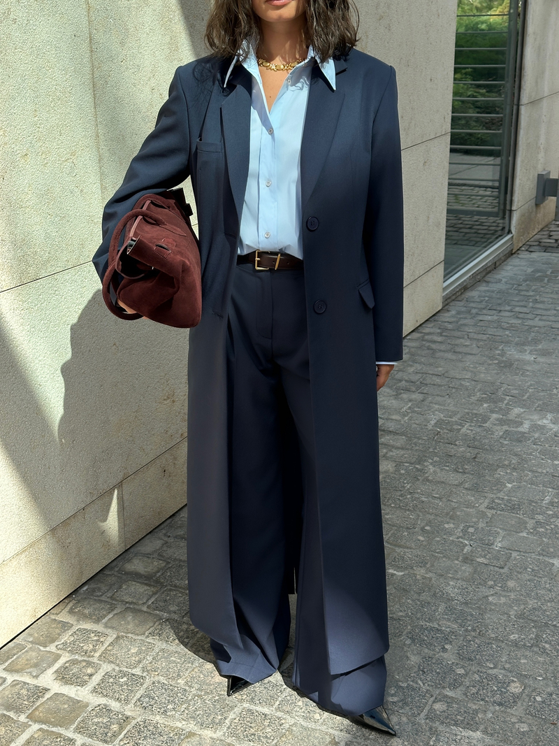 Жакет из вискозы макси синий