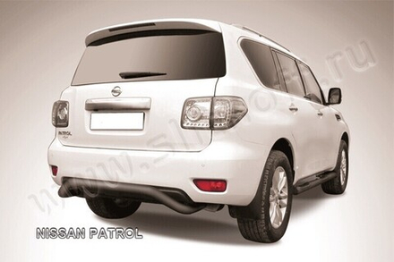 Защита заднего бампера Nissan Patrol (2010-2014) d76 скоба серебристая