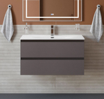 Тумба с раковиной подвесная BelBagno KRAFT-1000-2C-SO-GSO Темно-Серый матовый, раковина белая BB-8099-100