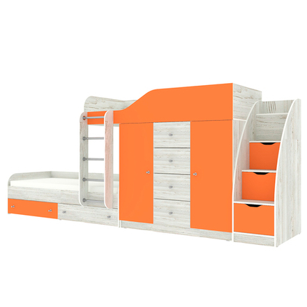 Кровать двухъярусная КарИВи Астра 6 с лестницей Комод КарИВиом Винтерберг Оранжевый