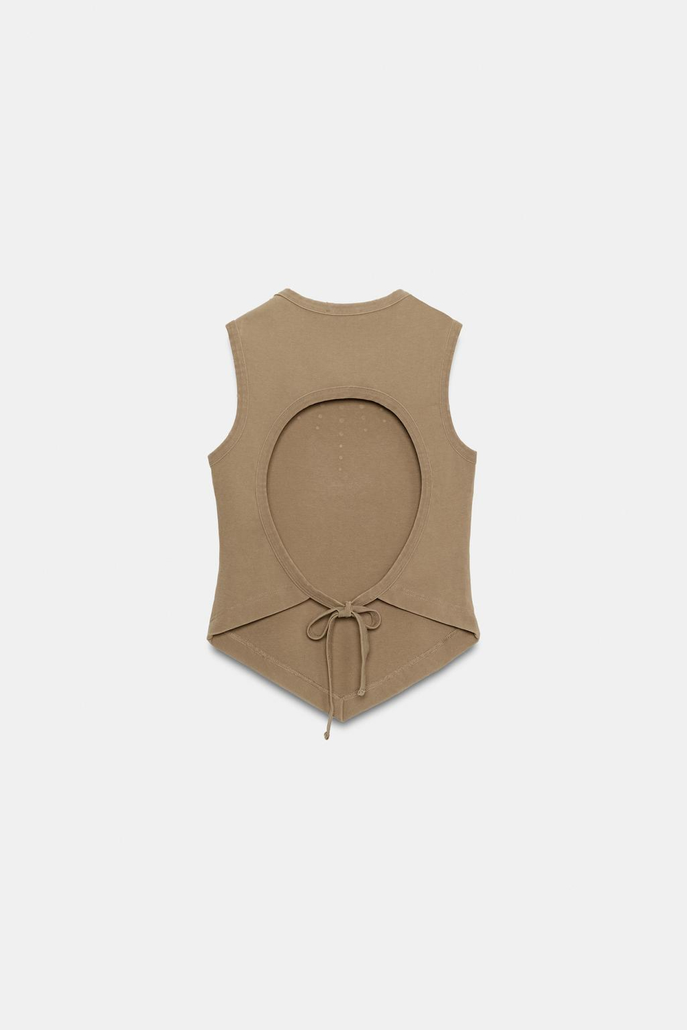 ZARA ТОП С ЗАКЛЕПКАМИ И ОТКРЫТОЙ СПИНОЙ, РЫЖЕВАТО-КОРИЧНЕВЫЙ