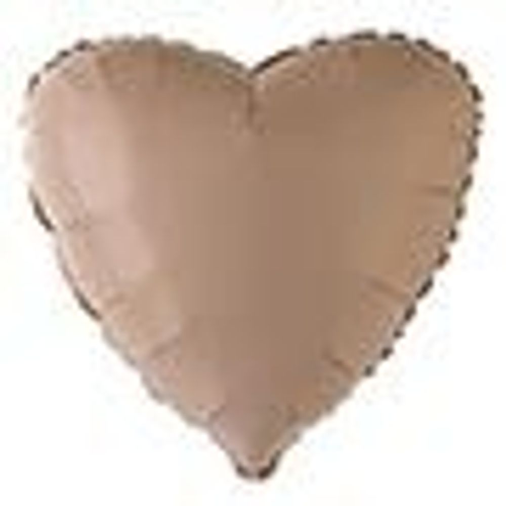 Шар-сердце 18"/46 см, фольга, сатин какао/Cocoa (БГ-15)