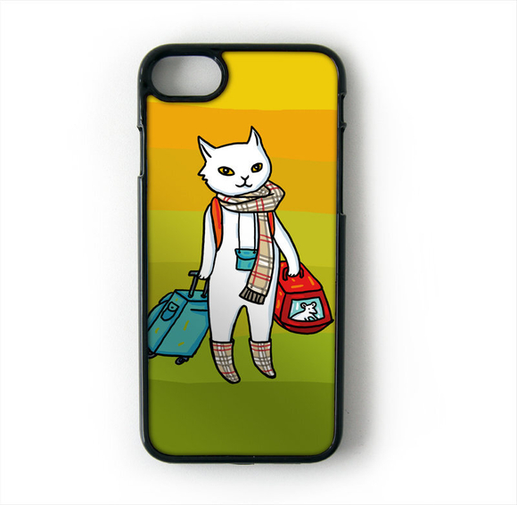 Чехол пластиковый для айфона 7/8 "Кот-хипстер"