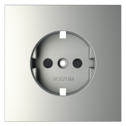 Накладка для розетки с заземлением и защитными шторками, (сталь) Voltum S70 VLS000705