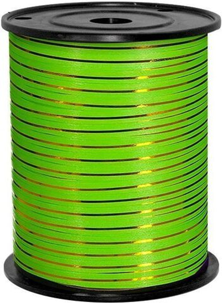 Лента (0,5 см*228,6 м) Золотая полоска, Салатовый, 1 шт.