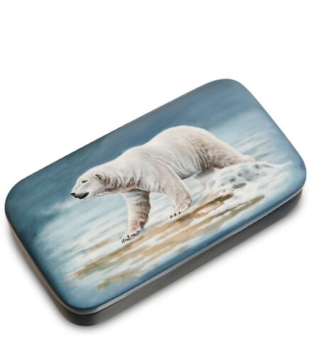 Народные промыслы ШК-20/49 Шкатулка «Белый медведь» худ. Ларина М.