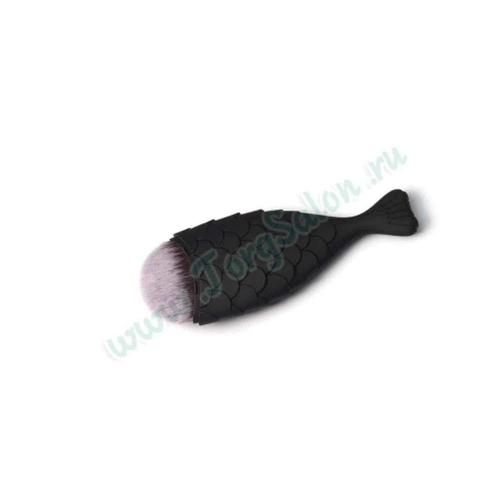 Кисть-рыбка для нанесения макияжа (черная, матовая), TNL. Размер: L