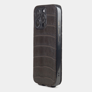 Чехол iPhone 16 Pro натуральная кожа аллигатора, коричневого цвета