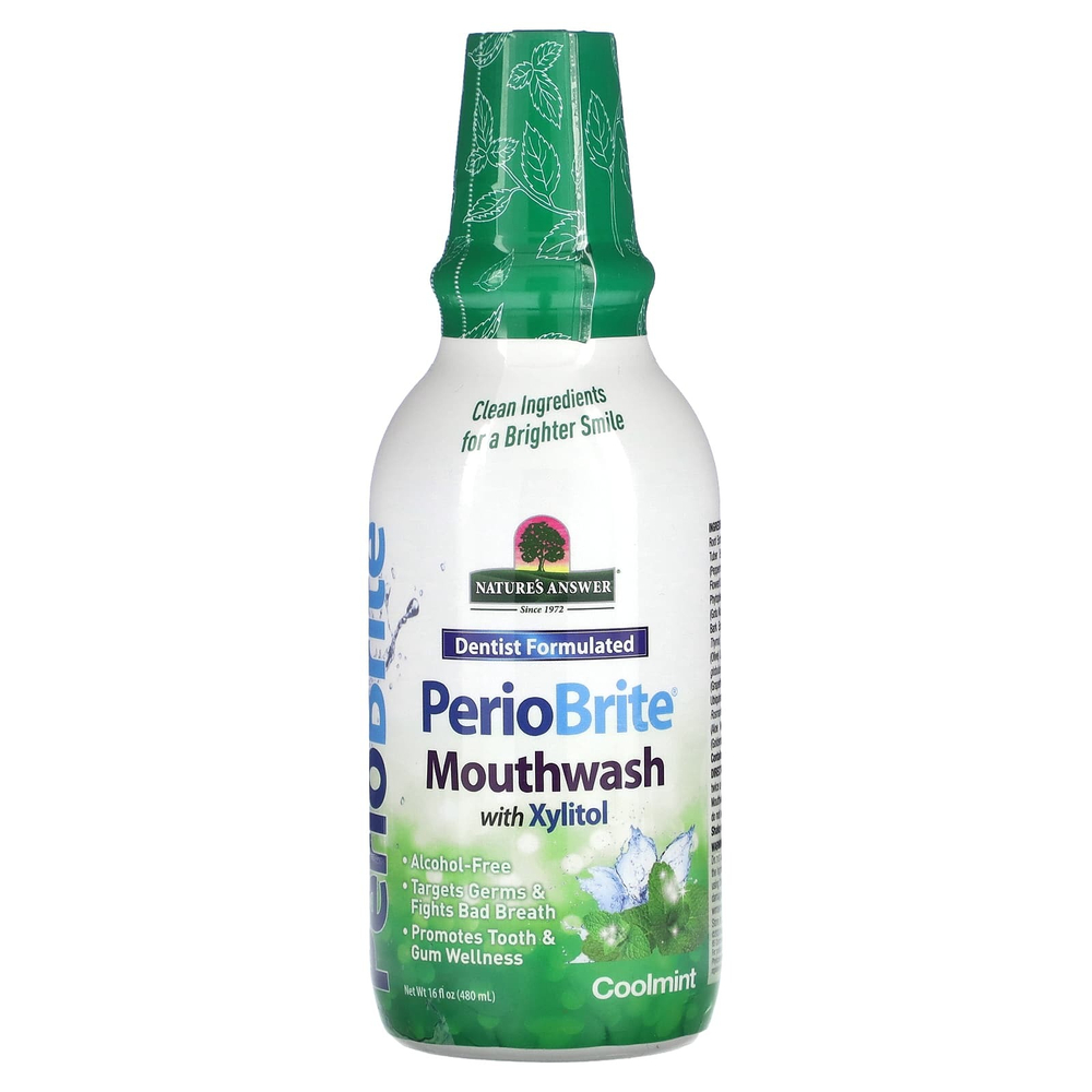 Nature's Answer, PerioBrite, ополаскиватель для рта с ксилитолом, прохладная мята, 480 мл (16 жидк. унций)
