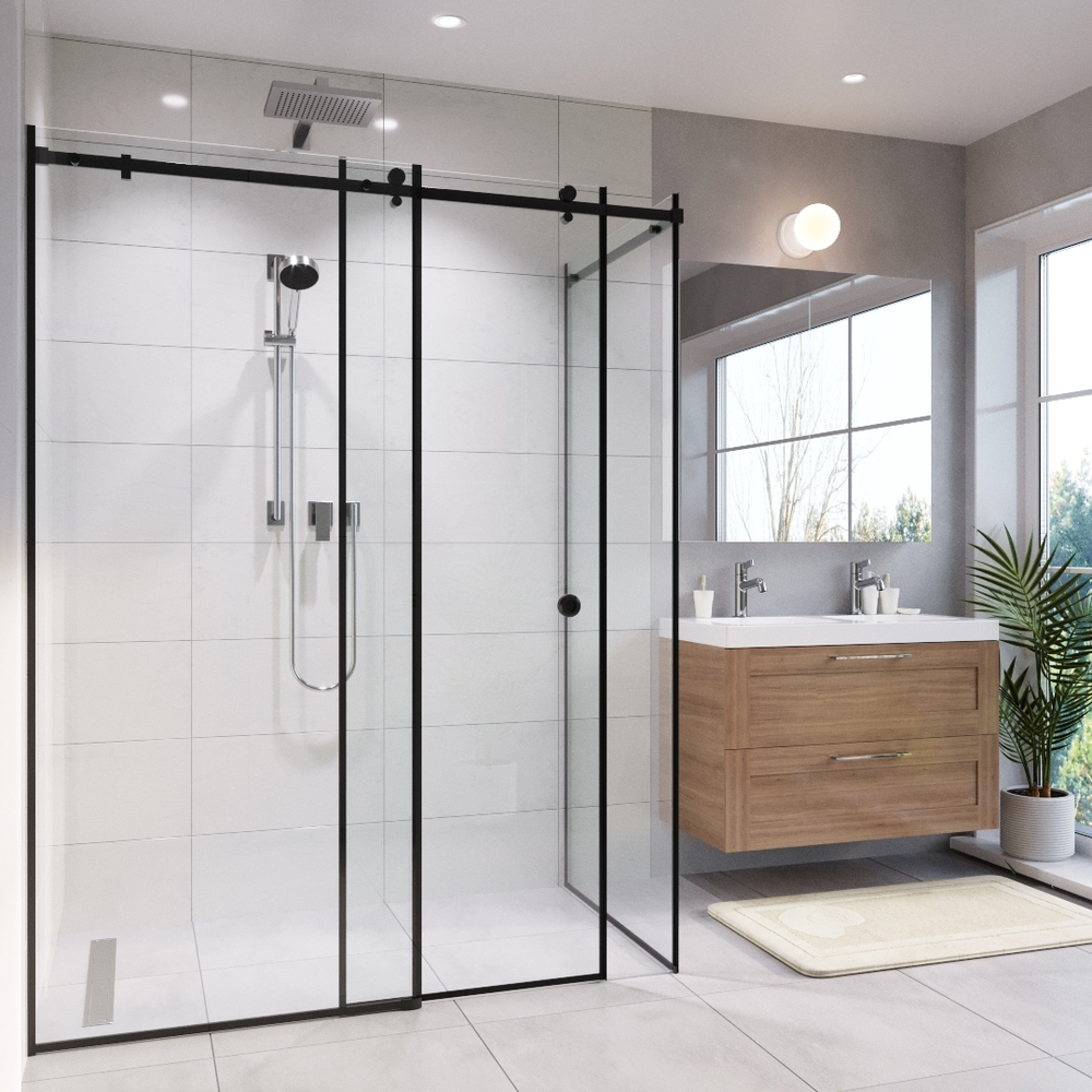 Прямоугольная угловая 90° с одностворчатой раздвижной дверью 1900 х 1200 х 800