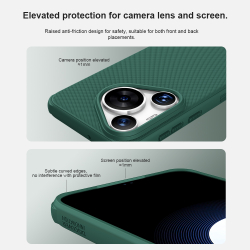 Усиленный чехол зеленого цвета (Deep Green) от Nillkin c поддержкой зарядки MagSafe для Huawei Pura 70, серия Super Frosted Shield Pro Magnetic Case