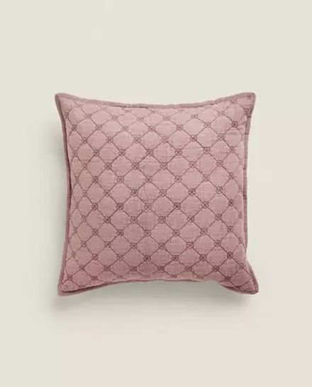 ZARA HOME ДЕТСКИЙ ЧЕХОЛ ДЛЯ ДЕКОРАТИВНОЙ ПОДУШКИ С ВЫШИВКОЙ, БОРДОВЫЙ