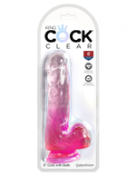 Розовый фаллоимитатор с мошонкой на присоске 6’’ Cock with Balls - 17,8 см. (Цвет: розовый)