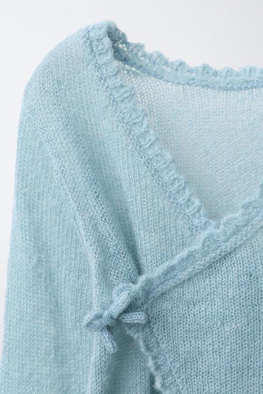 ZARA ДЛИННЫЙ КОМБИНЕЗОН С АЖУРНЫМИ ВСТАВКАМИ, ПАСТЕЛЬНО-СИНИЙ