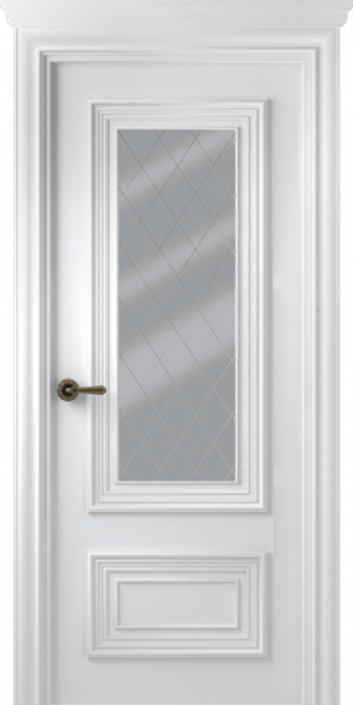 Дверь Палаццо 2 / Цвет Эмаль белый / Мателюкс белый витраж / Двери Belwooddoors