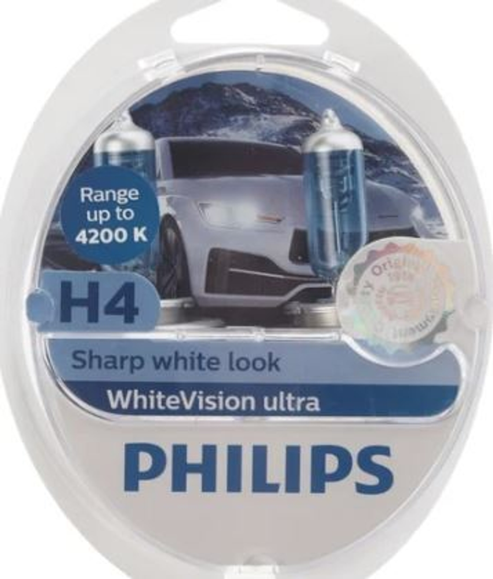Автолампа H4 12V- 60/55W Philips (P43t)(4200К)WhiteVisionUltraKelvinSharplo(к-т2+2W5W)#12342WVUSM OR