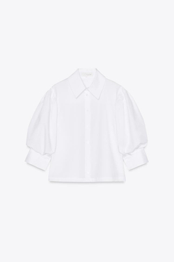 ZARA РУБАШКА ИЗ ПОПЛИНА — ZW COLLECTION, БЕЛЫЙ